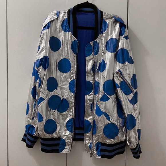 *SOLD* Marc Jacobs silver blue metallic bomber jacket - Picture 2 of 10